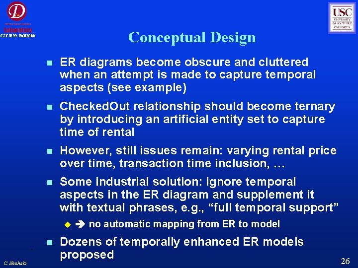 Conceptual Design CSCI 599 -Fall 2000 ER diagrams become obscure and cluttered when an Conceptual Design CSCI 599 -Fall 2000 ER diagrams become obscure and cluttered when an
