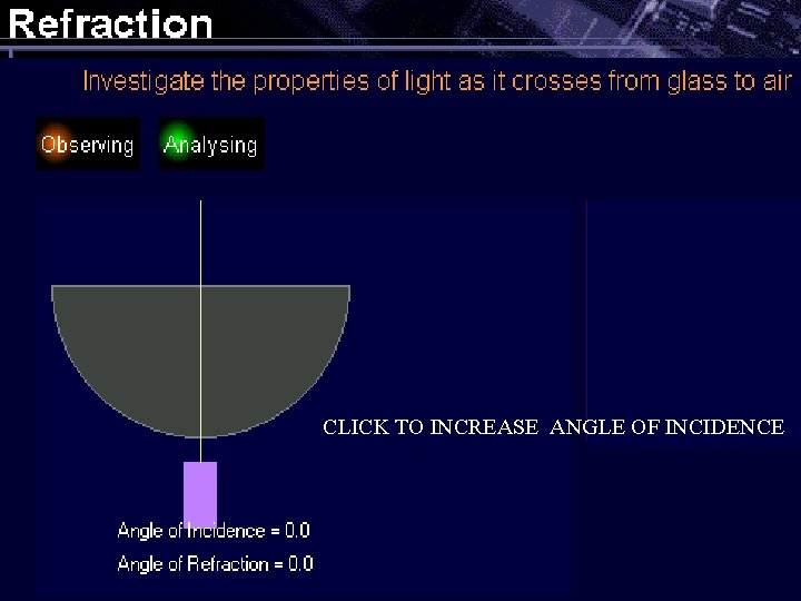 CLICK TO INCREASE ANGLE OF INCIDENCE 