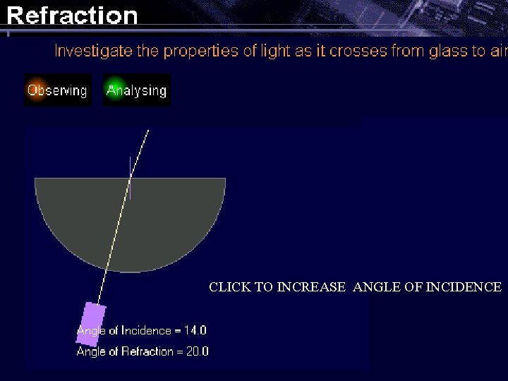 CLICK TO INCREASE ANGLE OF INCIDENCE 