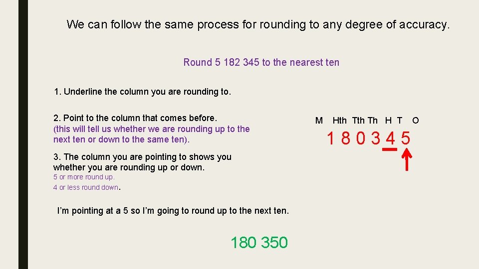 We can follow the same process for rounding to any degree of accuracy. Round