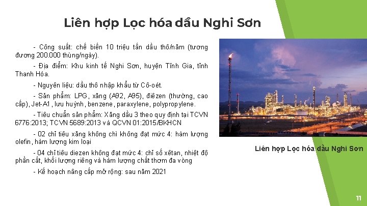 Liên hợp Lọc hóa dầu Nghi Sơn - Công suất: chế biến 10 triệu