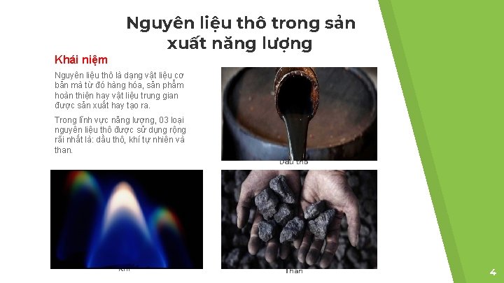 Khái niệm Nguyên liệu thô trong sản xuất năng lượng Nguyên liệu thô là