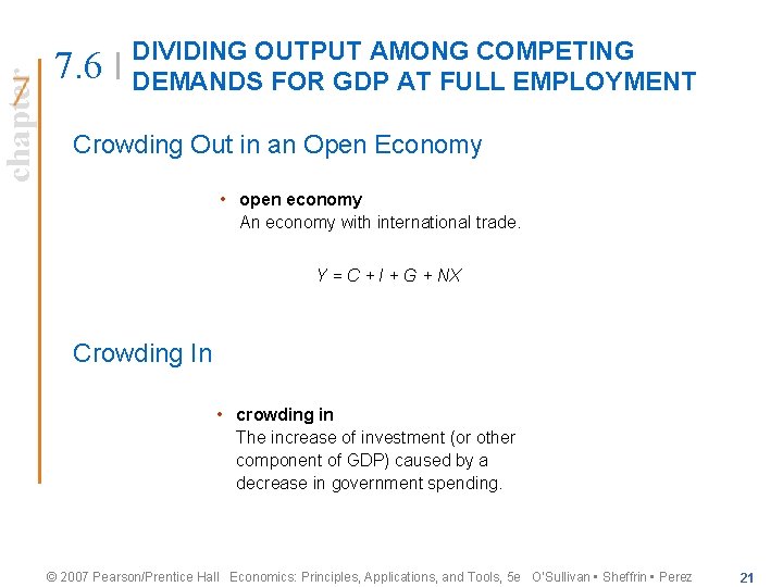chapter 7. 6 DIVIDING OUTPUT AMONG COMPETING DEMANDS FOR GDP AT FULL EMPLOYMENT Crowding