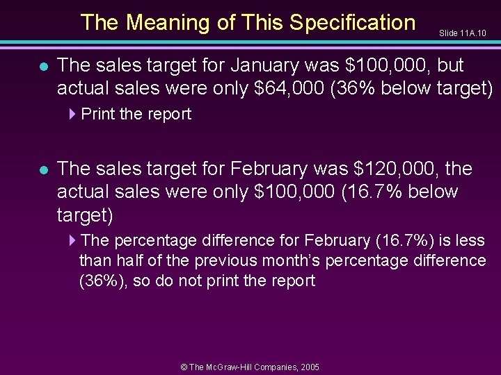 The Meaning of This Specification l Slide 11 A. 10 The sales target for