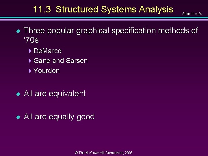 11. 3 Structured Systems Analysis l Slide 11 A. 24 Three popular graphical specification