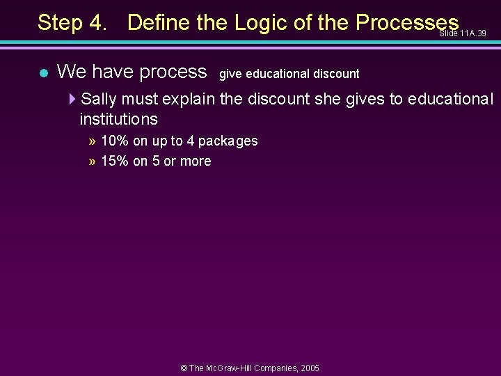 Step 4. Define the Logic of the Processes Slide 11 A. 39 l We