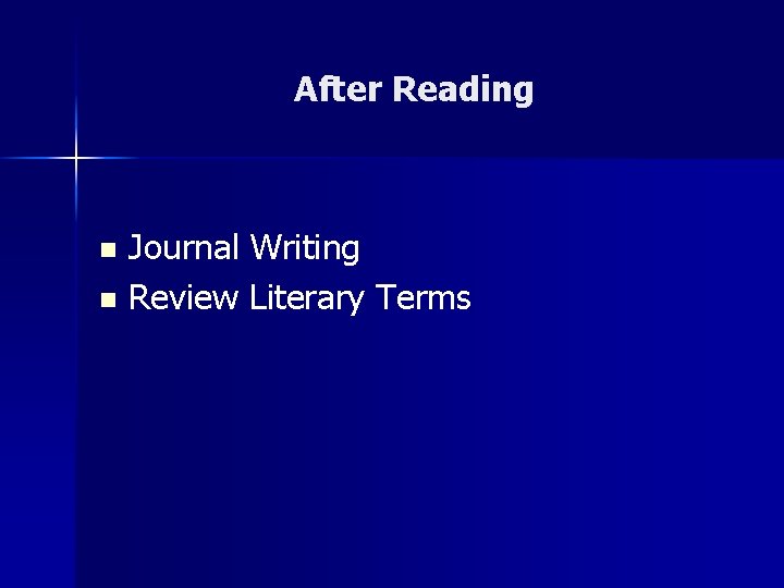 After Reading Journal Writing n Review Literary Terms n 