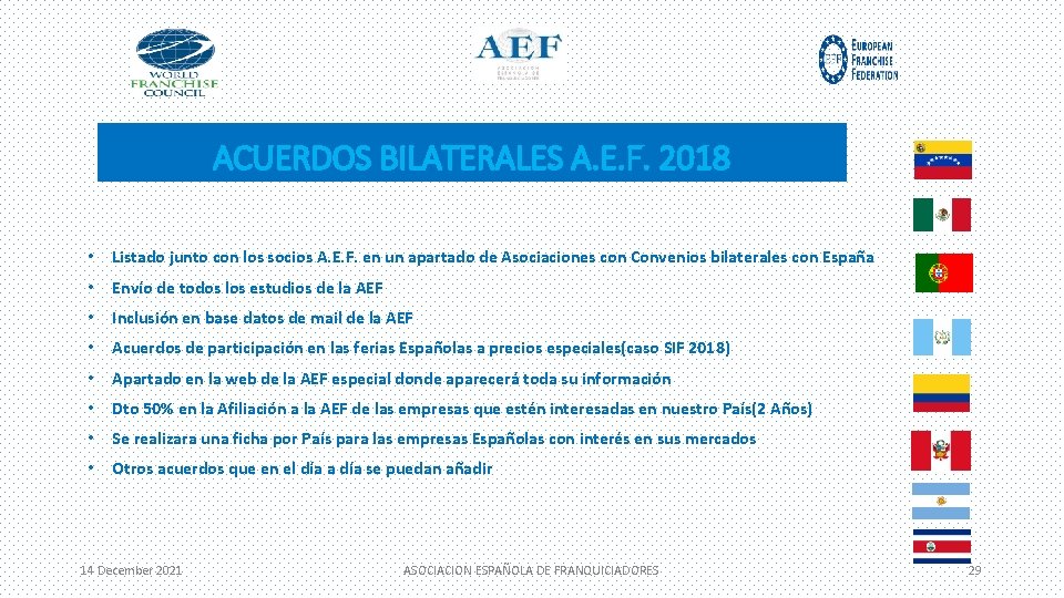 ACUERDOS BILATERALES A. E. F. 2018 • Listado junto con los socios A. E.