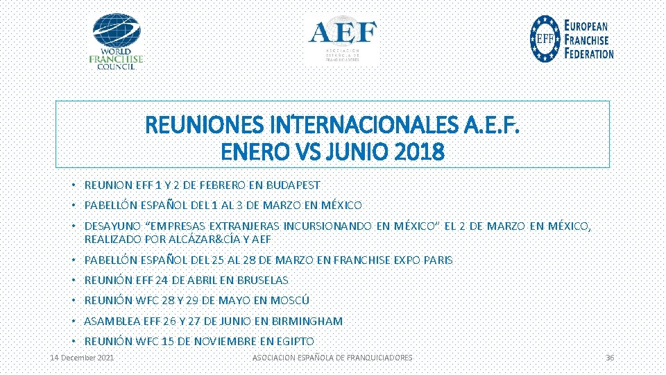 REUNIONES INTERNACIONALES A. E. F. ENERO VS JUNIO 2018 • REUNION EFF 1 Y
