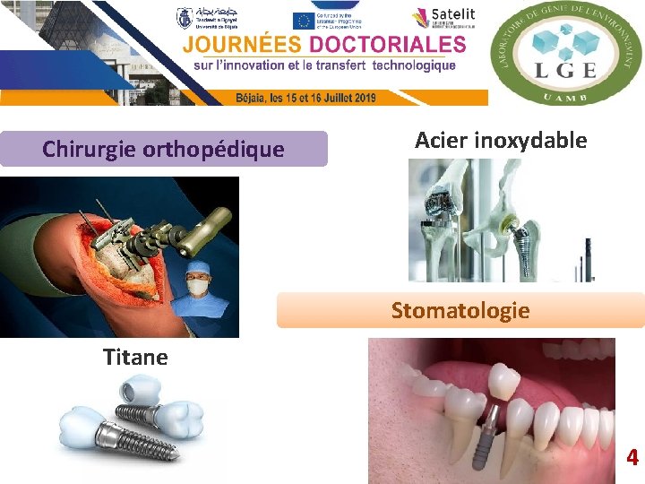 Chirurgie orthopédique Acier inoxydable Stomatologie Titane 4 