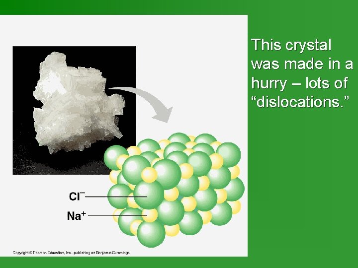 This crystal was made in a hurry – lots of “dislocations. ” 