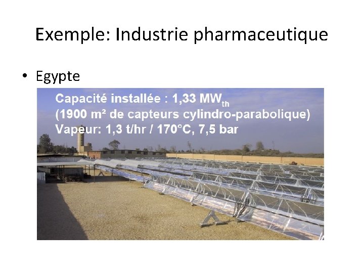 Exemple: Industrie pharmaceutique • Egypte 