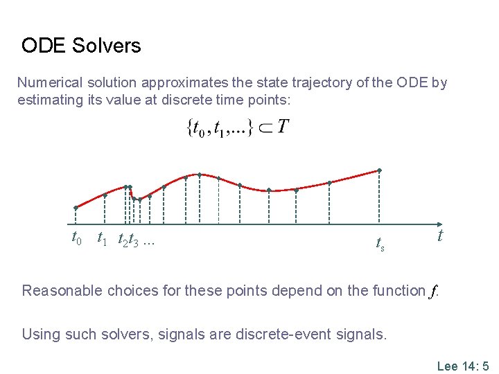 ODE Solvers Numerical solution approximates the state trajectory of the ODE by estimating its