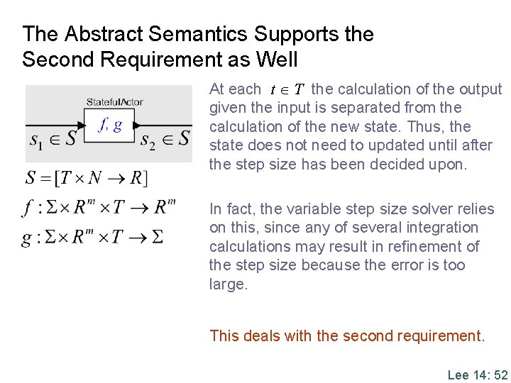 The Abstract Semantics Supports the Second Requirement as Well At each t T the