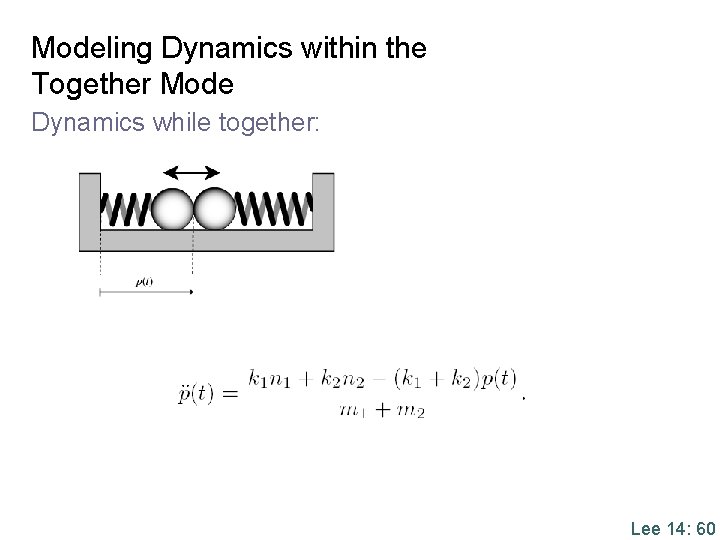 Modeling Dynamics within the Together Mode Dynamics while together: Lee 14: 60 