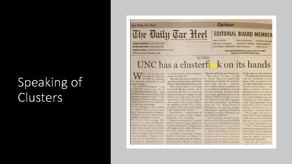 Speaking of Clusters 