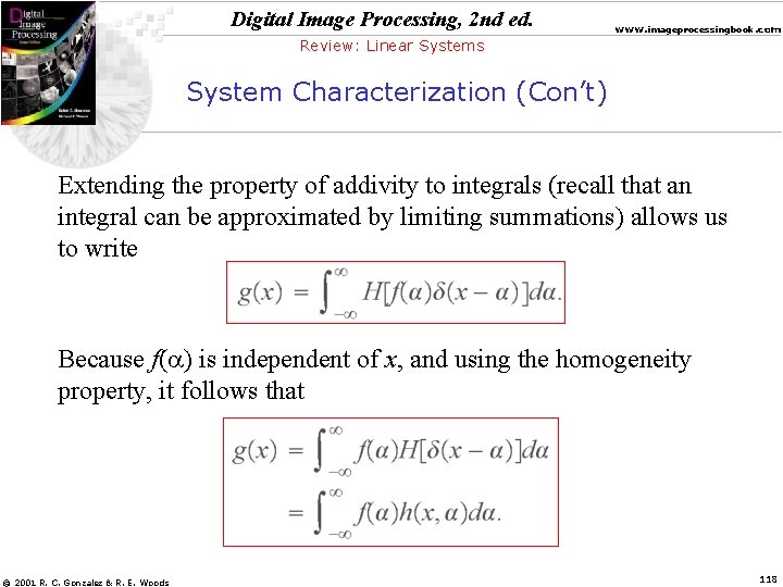 Digital Image Processing, 2 nd ed. www. imageprocessingbook. com Review: Linear Systems System Characterization
