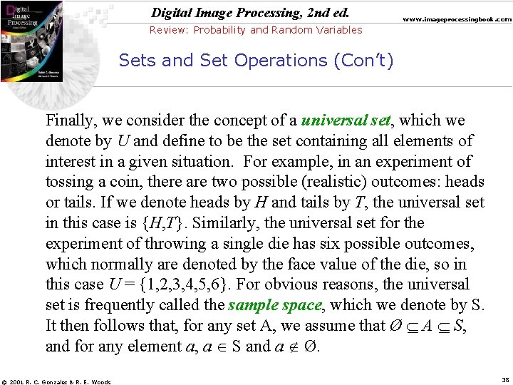 Digital Image Processing, 2 nd ed. www. imageprocessingbook. com Review: Probability and Random Variables