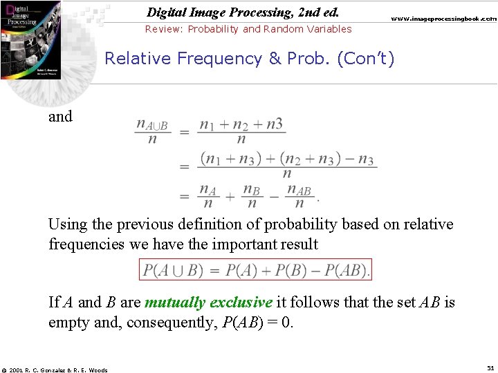 Digital Image Processing, 2 nd ed. www. imageprocessingbook. com Review: Probability and Random Variables