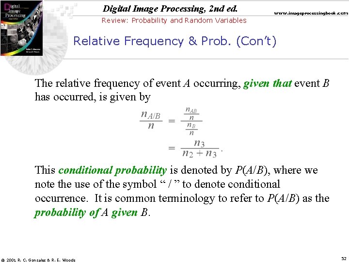 Digital Image Processing, 2 nd ed. www. imageprocessingbook. com Review: Probability and Random Variables