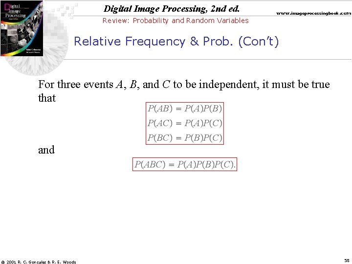 Digital Image Processing, 2 nd ed. www. imageprocessingbook. com Review: Probability and Random Variables