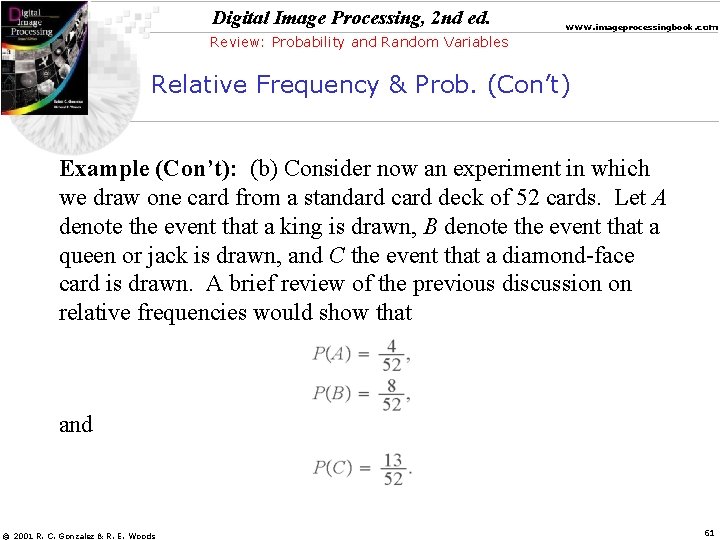 Digital Image Processing, 2 nd ed. www. imageprocessingbook. com Review: Probability and Random Variables