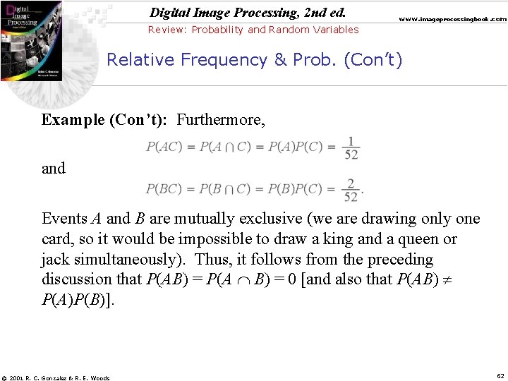 Digital Image Processing, 2 nd ed. www. imageprocessingbook. com Review: Probability and Random Variables