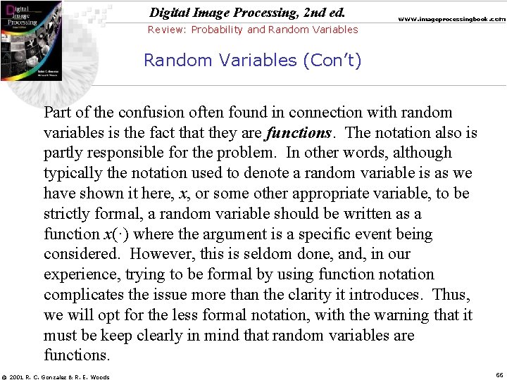 Digital Image Processing, 2 nd ed. www. imageprocessingbook. com Review: Probability and Random Variables