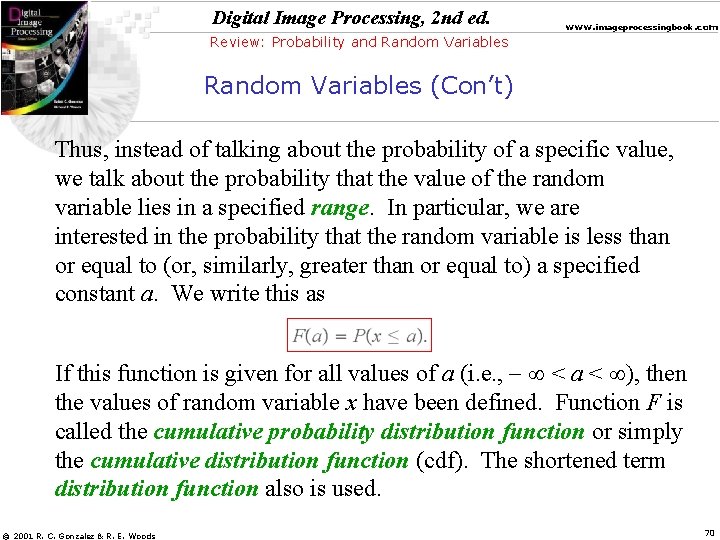 Digital Image Processing, 2 nd ed. www. imageprocessingbook. com Review: Probability and Random Variables