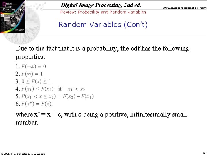 Digital Image Processing, 2 nd ed. www. imageprocessingbook. com Review: Probability and Random Variables