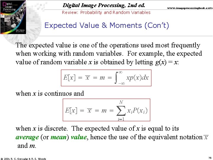 Digital Image Processing, 2 nd ed. www. imageprocessingbook. com Review: Probability and Random Variables