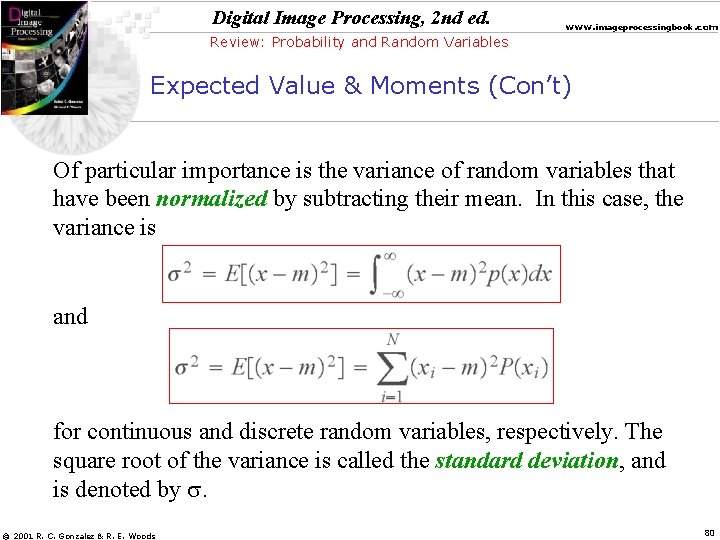 Digital Image Processing, 2 nd ed. www. imageprocessingbook. com Review: Probability and Random Variables