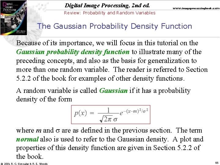 Digital Image Processing, 2 nd ed. www. imageprocessingbook. com Review: Probability and Random Variables