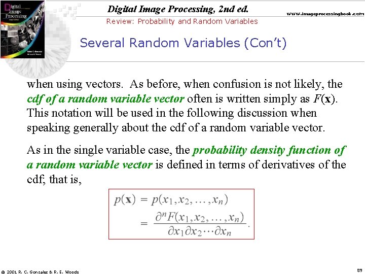 Digital Image Processing, 2 nd ed. www. imageprocessingbook. com Review: Probability and Random Variables