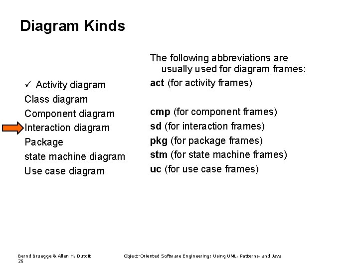 Diagram Kinds ü Activity diagram Class diagram Component diagram Interaction diagram Package state machine Diagram Kinds ü Activity diagram Class diagram Component diagram Interaction diagram Package state machine
