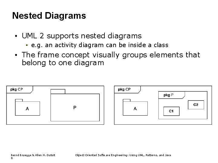 Nested Diagrams • UML 2 supports nested diagrams • e. g. an activity diagram Nested Diagrams • UML 2 supports nested diagrams • e. g. an activity diagram