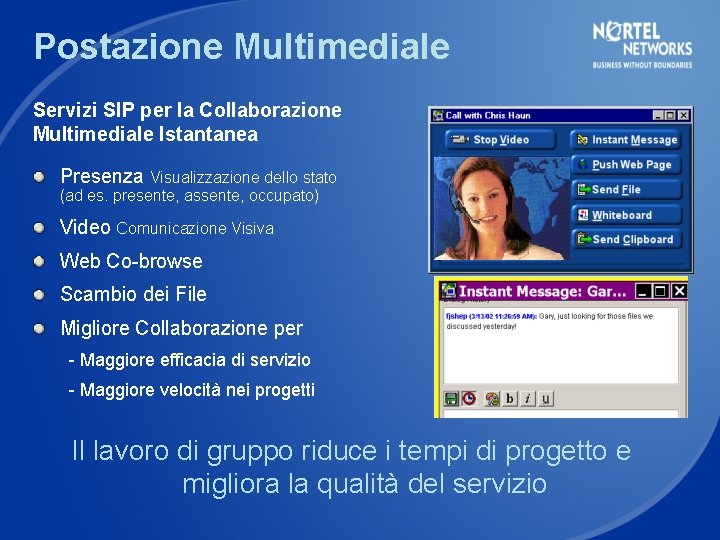 Postazione Multimediale Servizi SIP per la Collaborazione Multimediale Istantanea Presenza Visualizzazione dello stato (ad