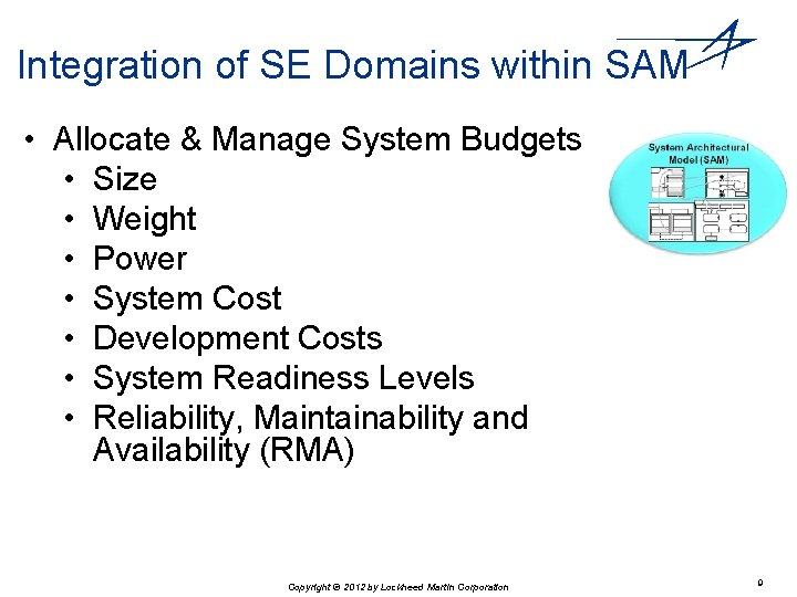Integration of SE Domains within SAM • Allocate & Manage System Budgets • Size Integration of SE Domains within SAM • Allocate & Manage System Budgets • Size