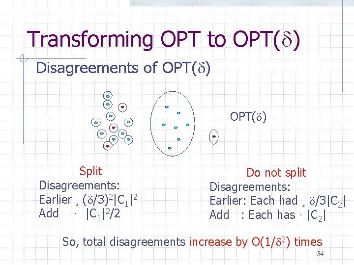 Transforming OPT to OPT( ) Disagreements of OPT( ) Split Disagreements: Earlier ¸ (