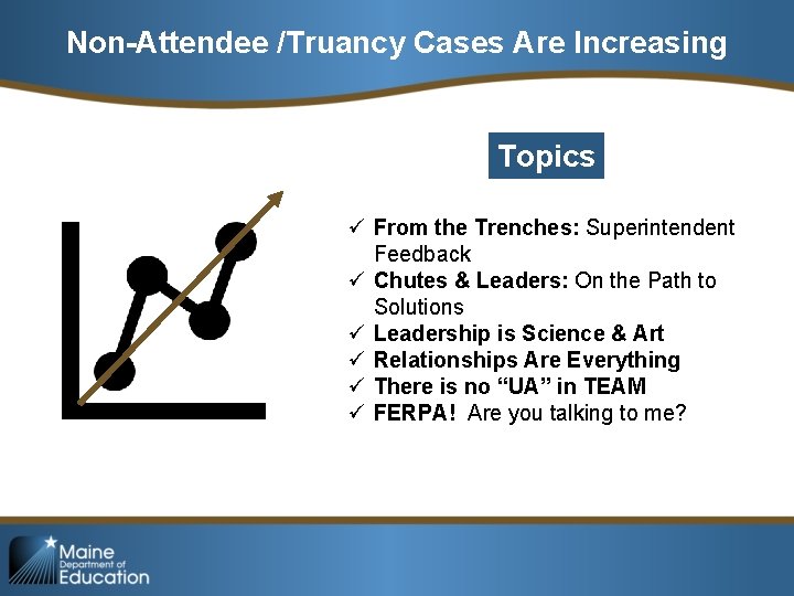 Non-Attendee /Truancy Cases Are Increasing Topics ü From the Trenches: Superintendent Feedback ü Chutes
