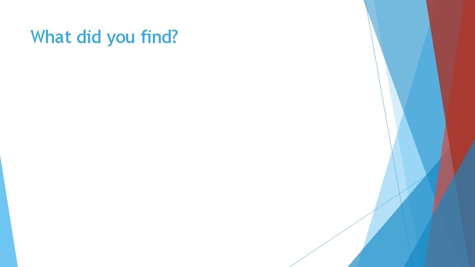 What did you find? 