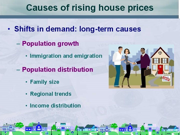 Causes of rising house prices • Shifts in demand: long-term causes – Population growth