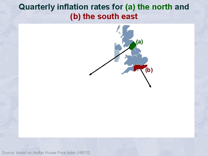 Quarterly inflation rates for (a) the north and (b) the south east (a) (b)