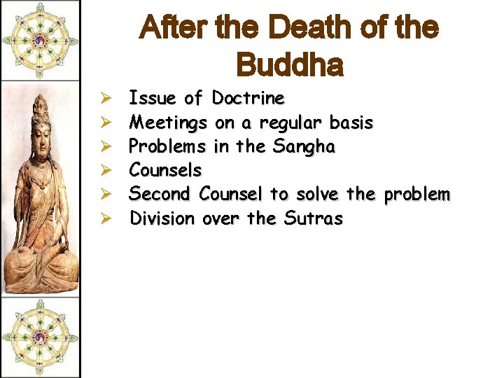 After the Death of the Buddha Ø Ø Ø Issue of Doctrine Meetings on