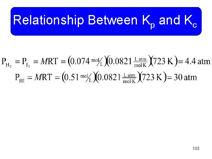 Relationship Between Kp and Kc 103 