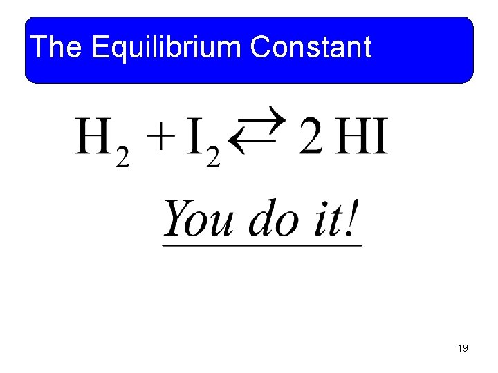 The Equilibrium Constant 19 