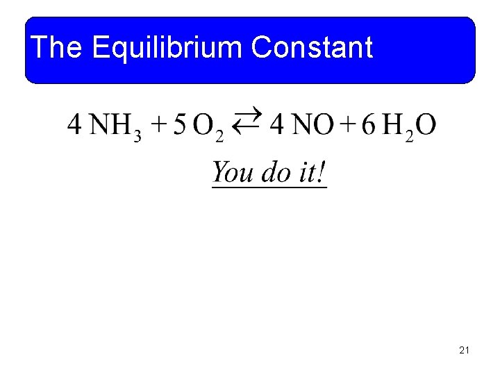 The Equilibrium Constant 21 