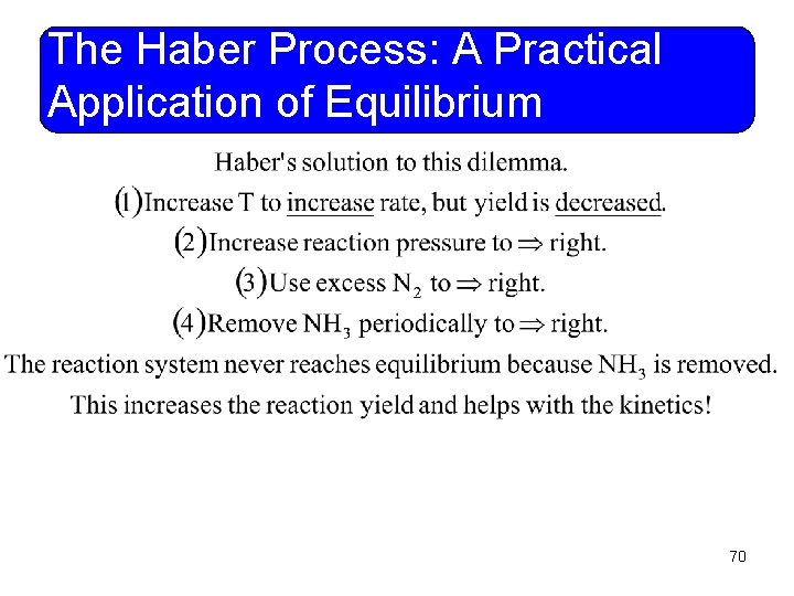 The Haber Process: A Practical Application of Equilibrium 70 