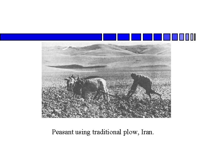 Peasant using traditional plow, Iran. 