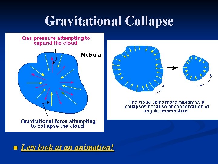 Gravitational Collapse n Lets look at an animation! 